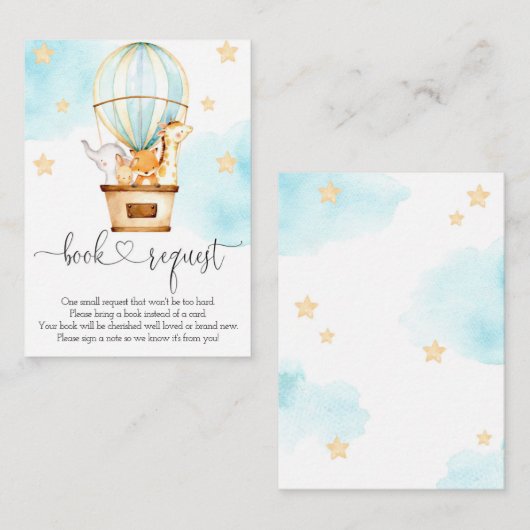 Hot-luchtballon omhoog en weg-boekaanvraag informatiekaartje (Voorkant / Achterkant)