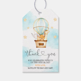 Hot-luchtballon omhoog en weg Dank u Label Cadeaulabel