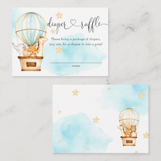 Hot-luchtballon omhoog en weg, luidere affaire informatiekaartje (Voorkant / Achterkant)