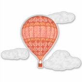 Hot-luchtballon, Shades van koraal Sinaasappel Sticker (Voorkant)