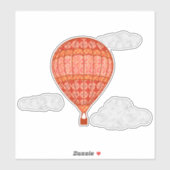 Hot-luchtballon, Shades van koraal Sinaasappel Sticker (Vel)