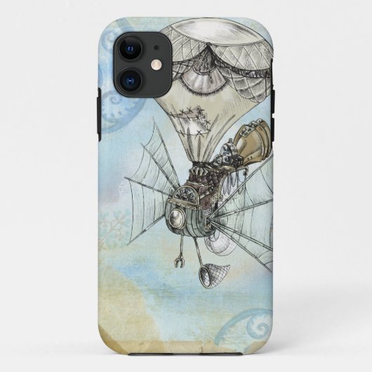 Hot-luchtballon Steampunk blauw ontwerp Case-Mate iPhone Case (Achterkant)