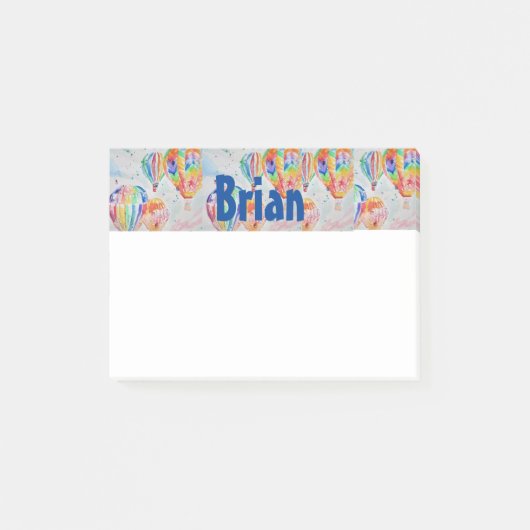 Hot-luchtballon Waterverf Mannen Post it Notes (Voorkant)
