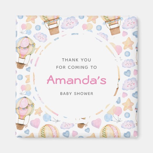 Hot-luchtballon Whimsical Waterverf Patroon Favor Magneet (Voorkant)