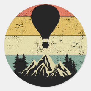 Hot-luchtballonballon  Retro Ronde Sticker