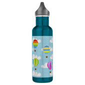 Hot-luchtballonnen in de troebele trottobelhemel waterfles  (Links)