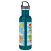 Hot-luchtballonnen in de troebele trottobelhemel waterfles  (Achterkant)