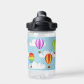 Hot-luchtballonnen in de troebele trottobelhemel waterfles (Achterkant)