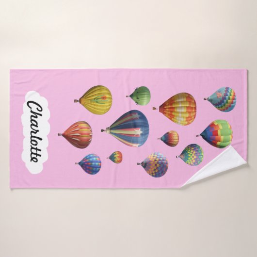 Hot-luchtballonnen op lichtroze badhanddoek (Badhanddoek)
