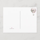 Hot-luchtballonroze Verander de datum wit Aankondigingskaart (Achterkant)