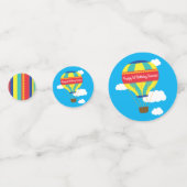 Hot-luchtballonvaarder, kleurrijk, 1e verjaardag confetti (Voorkanten)