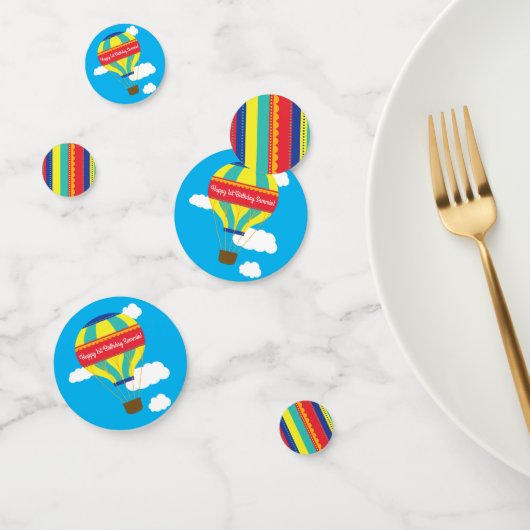 Hot-luchtballonvaarder, kleurrijk, 1e verjaardag confetti (Groep)