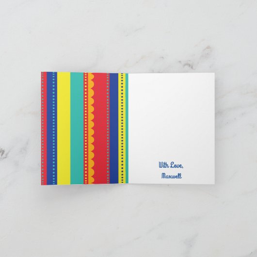 Hot-luchtballonvaarder, kleurrijk, 1e verjaardag kaart (Binnen)