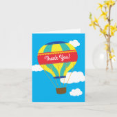 Hot-luchtballonvaarder, kleurrijk, 1e verjaardag kaart (Gele Bloem)