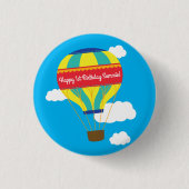 Hot-luchtballonvaarder, kleurrijk, 1e verjaardag ronde button 3,2 cm (Voorkant)