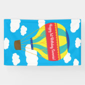 Hot-luchtballonvaarder, kleurrijk, 1e verjaardag spandoek (Horizontaal)