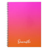 Hot-magenta roze en Bright Oranje ombre naam Notitieboek (Voorkant)