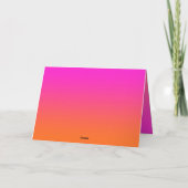 Hot-magenta roze en helder Oranje ombre Bedankkaart (Achterkant)