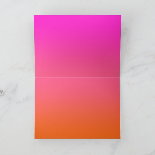 Hot-magenta roze en helder Oranje ombre Bedankkaart (Binnen)
