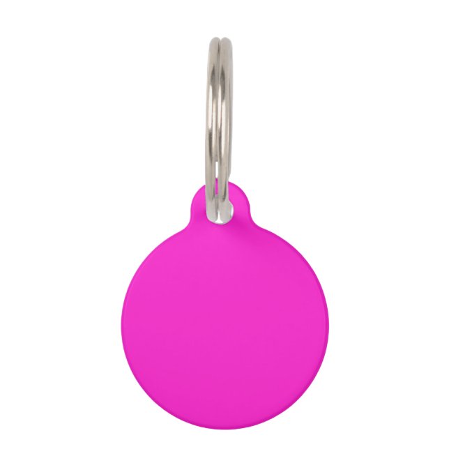 Hot Magenta Solid Color Huisdierpenning (Voorkant)
