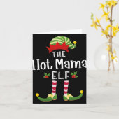 Hot Mama Christmas Elf Matching Pajama X-mas Party Kaart (Gele Bloem)
