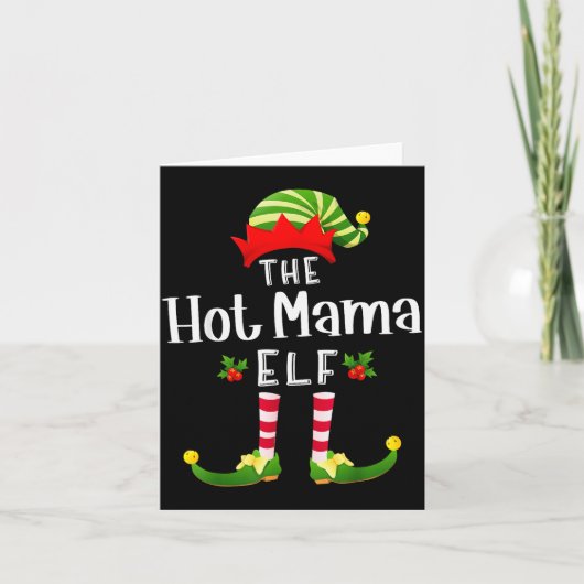 Hot Mama Christmas Elf Matching Pajama X-mas Party Kaart (Voorkant)