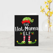 Hot Mama Christmas Elf Matching Pajama X-mas Party Kaart (Gele Bloem)