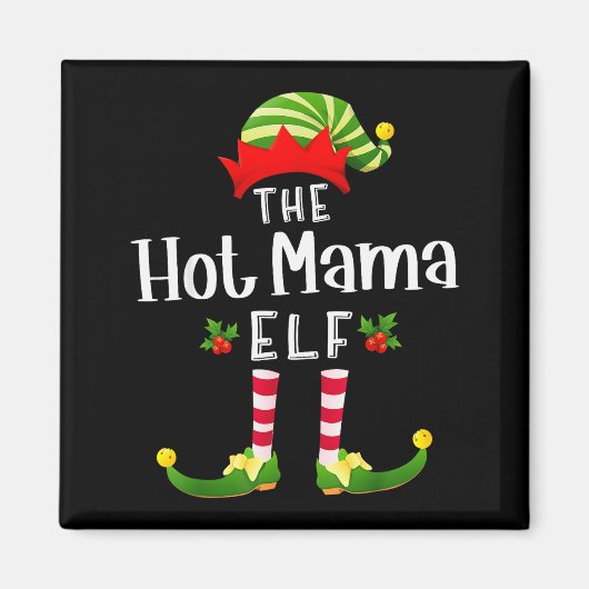 Hot Mama Christmas Elf Matching Pajama X-mas Party Magneet (Voorkant)