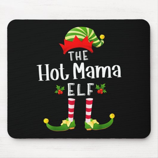 Hot Mama Christmas Elf Matching Pajama X-mas Party Muismat (Voorkant)