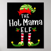 Hot Mama Christmas Elf Matching Pajama X-mas Party Poster (Voorkant)