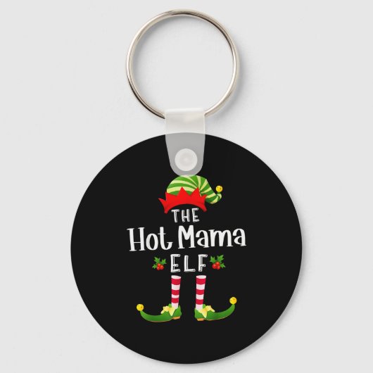 Hot Mama Christmas Elf Matching Pajama X-mas Party Sleutelhanger (Voorkant)