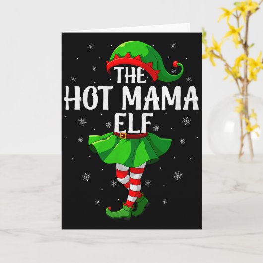 Hot Mama Elf Christmas Girls Women Elf Squad Xmas  Kaart (Gele Bloem)