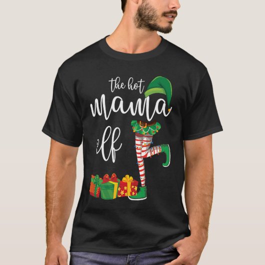 Hot Mama Elf Matching Family Group Christmas Party T-shirt (Voorkant)