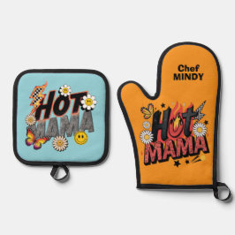 Hot Mama Gepersonaliseerde Oven Mitt & Pot Houder  Ovenwant & Pannenlap Set