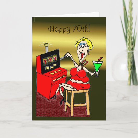HOT MAMA SLOT MACHINE LUCKY 70th BIRTHDAY CARD Kaart (Voorkant)