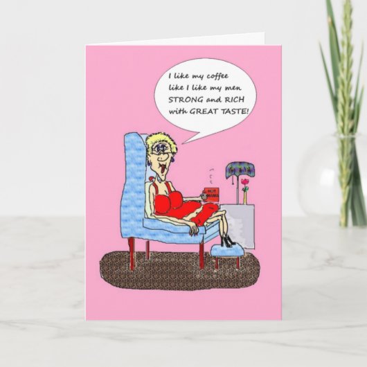 HOT MAMA'S MEN AND COFFEE FUNNY BIRTHDAY CARD KAART (Voorkant)