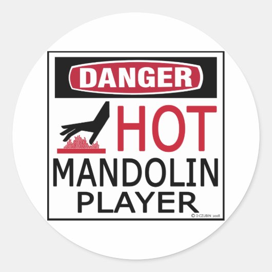 Hot Mandolin Player Ronde Sticker (Voorkant)
