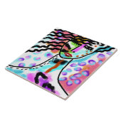 Hot-Mess Abstract digitaal portret van een vrouw Tegeltje (Zijkant)