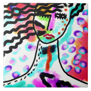 Hot Mess Abstract digitaal schilderen Tegeltje