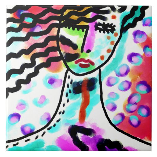 Hot Mess Abstract digitaal schilderen Tegeltje (Voorkant)