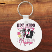 Hot Mess Altijd Benadrukt Biljart Mama Moeder's D Sleutelhanger (Voorkant)