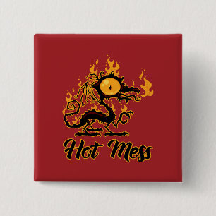 Hot Mess Crisy Dragon Vierkante Button 5,1 Cm