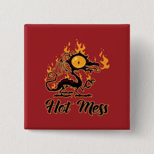 Hot Mess Crisy Dragon Vierkante Button 5,1 Cm (Voorkant)