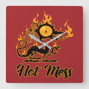 Hot Mess Crisy Dragon Vierkante Klok