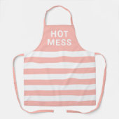 Hot Mess Funny Gezegde Blush Pink White Stripes Schort (Voorkant)