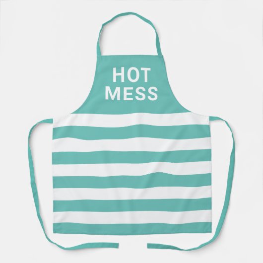 Hot Mess Funny Quote Blauwgroen White Striped Wome Schort (Voorkant)