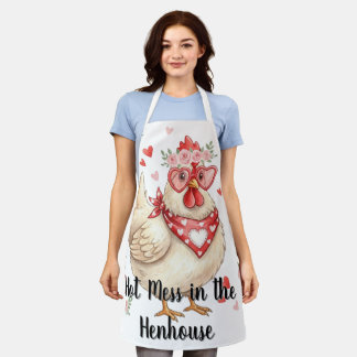 Hot Mess in the Henhouse Valentine Chicken Apron Schort