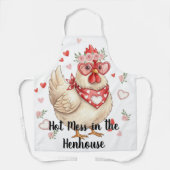 Hot Mess in the Henhouse Valentine Chicken Apron Schort (Voorkant)