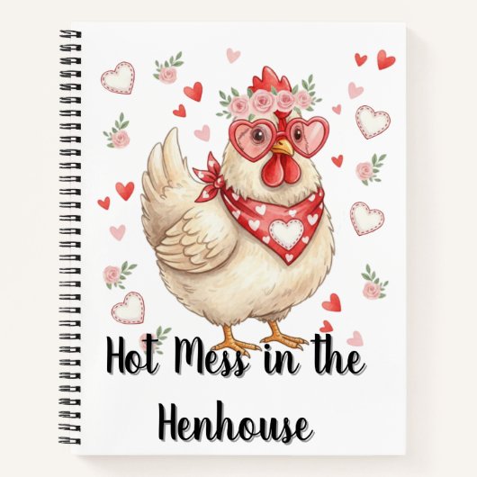 Hot Mess in the Henhouse Valentine Chicken Grid Notitieboek (Voorkant)