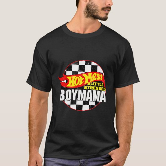 Hot Mess Little Stress Boy Mama Racing Cars T-shirt (Voorkant)